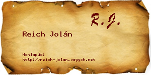 Reich Jolán névjegykártya